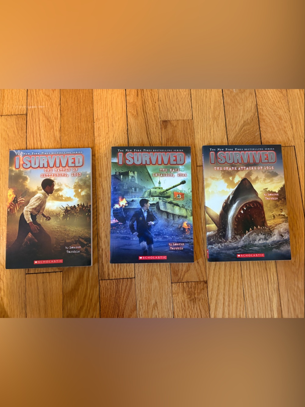 Scholastic I Survived Trilogy with Red and Blue Cover Accents